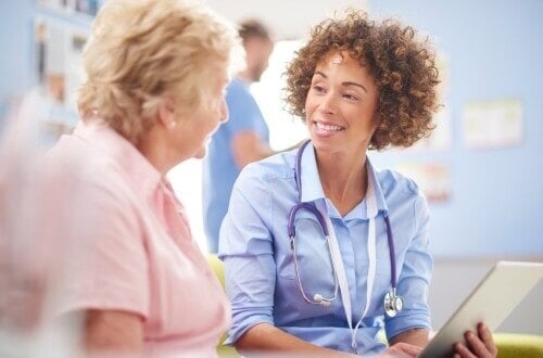 Doctor talking to patient